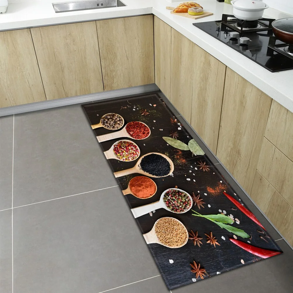 Spices Kitchen Mat Home Entrance Doormat Hallway Balcony Bathroom Anti-Slip Rug Bedroom Living Room Floor Decoration Long Carpet