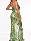 See-Through Irregular Clipping Bandeau Maxi Dress
