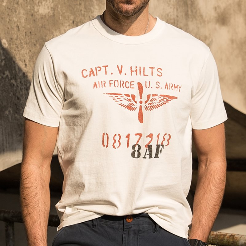 American Vintage Aviator Print Short Sleeve Casual T-Shirt
