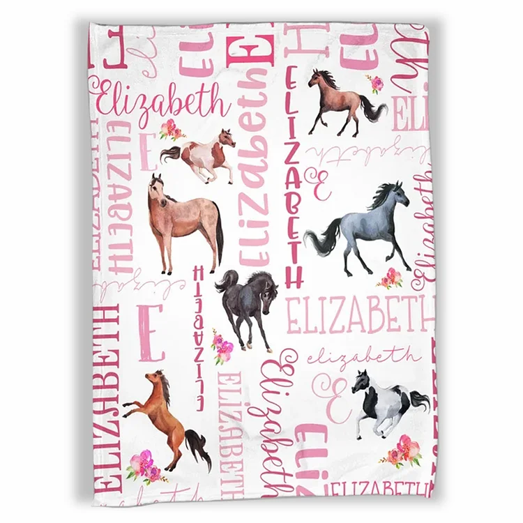BlanketCute-Personalized Lovely Kid Horse Blanket with Your Kid's Name | 01