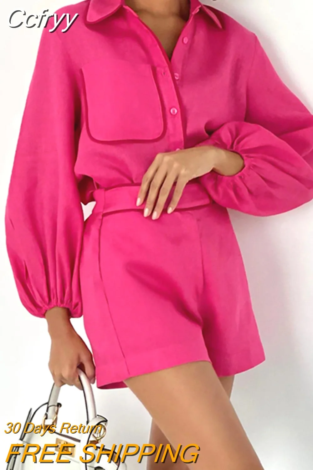 huibahe Summer Patchwork Linen Shorts Sets Women 2 Pieces Fashion Pink Lantern Sleeve Thin Blouses Vacation Straight Shorts Suits