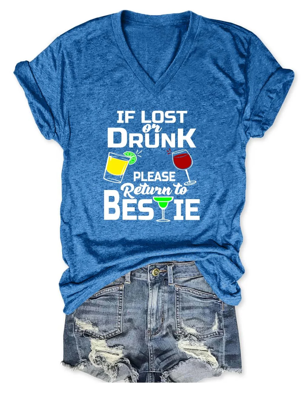If Lost Or Drunk Please Return To Bestie V-Neck T-Shirt