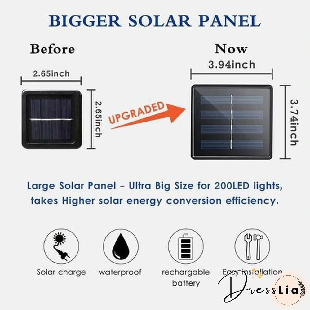 300/200/100/50/10 LED 9COLORS Creative Waterproof 8 Modes Solar Powered Copper Wire String Lights for Outdoor Indoor Home Garden Party Wedding Patio Tree Christmas Decoration