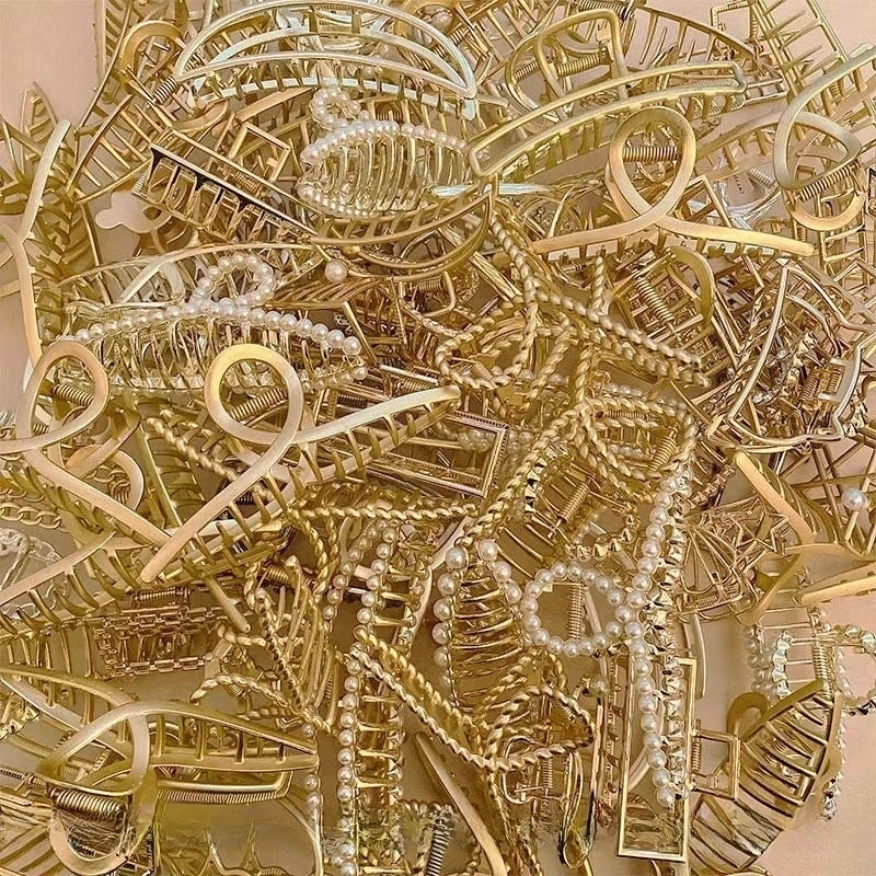 Metal Grab Clip Elegant Bow Hairpin Back Head Large Shark Clip French Pearl Clip Hair Accessories