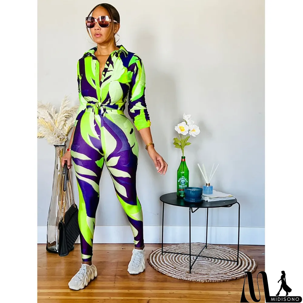 MidiSono - Fashion Ladies Printed Two-Piece Suit