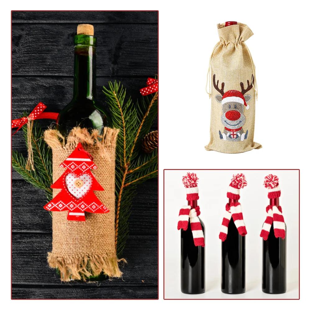 DIY Diamond Painting Xmas Wine Bottle Bag - Elk