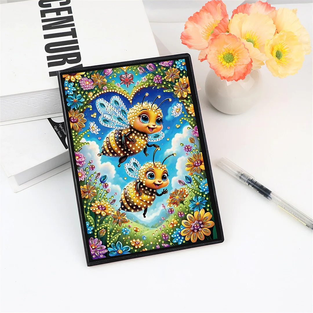2pcs Bee Partial DIY 50 Pages A5 Diamond Painting Notebook for Study Drawing