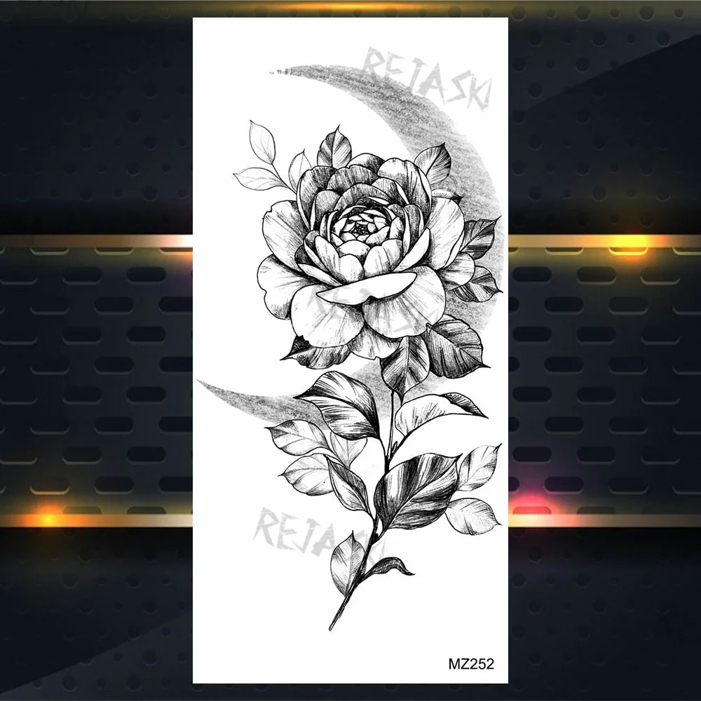 Sdrawing Rose Jewelry Water Transfer Tattoo Stickers Women Body Chest Art Temporary Tattoo Girl Waist Bracelet Flash Tatoos Flower