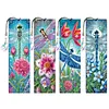 4Pcs Dragonfly Garden DIY Diamond Painting Bookmark with Crystal Pendants Diamond Painting Art Bookmarks Special Shape for DIY Making Beginners Adult Arts Craft Supplies