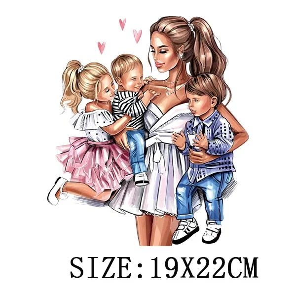 Mom&Baby Thermal Sticker On T-shirt DIY Washable Iron On Transfer For Clothing Loveful Design On Parent-children Clothes Patches