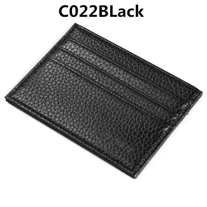 Men Slim Soft Business Credit Card Holder PU Leather Fashion Vintage Wallet Retro Texture Mini ID Holders Black Bank Case Purse