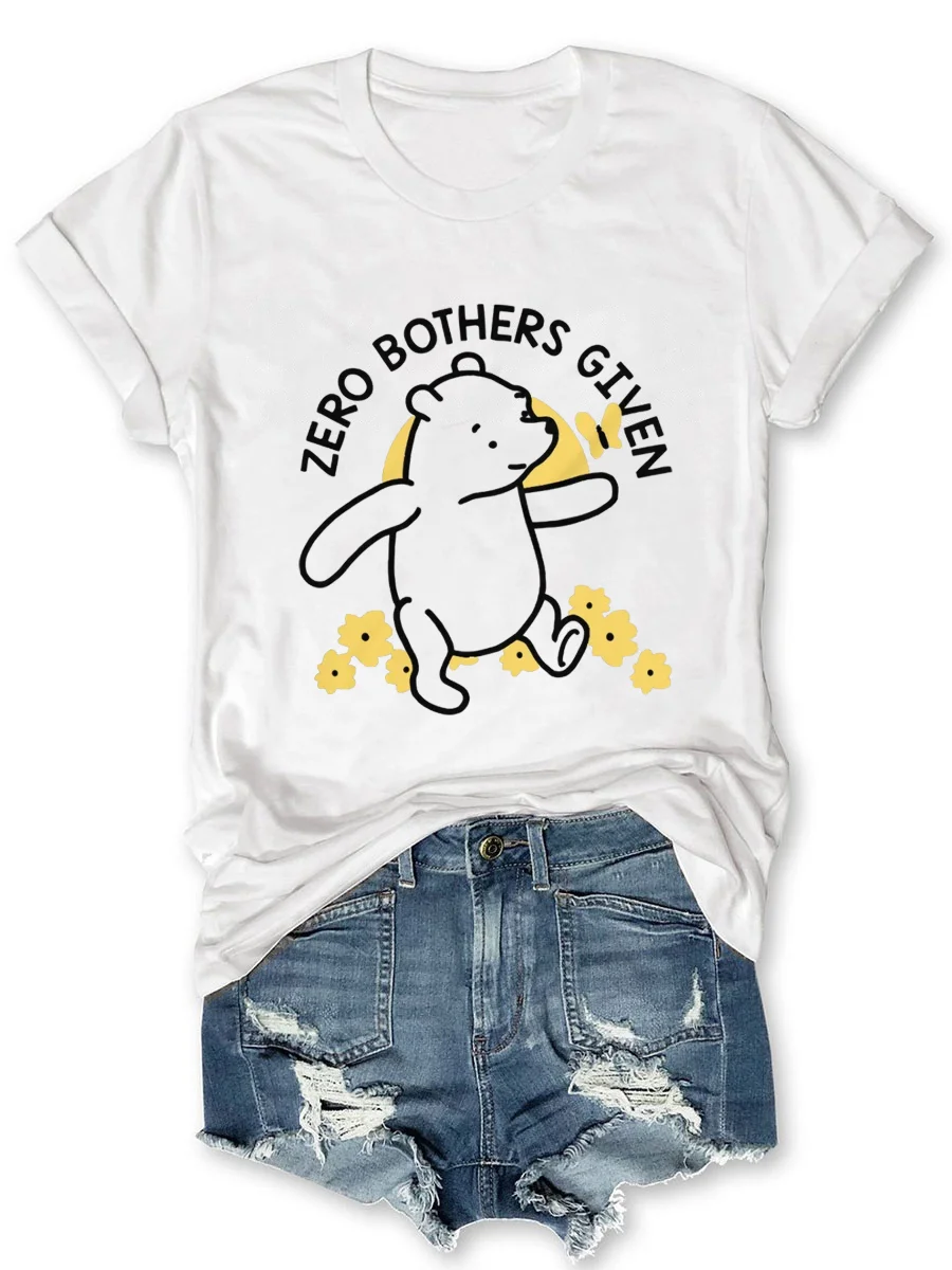 Winnie Pooh Bear Zero Bothers Given T-shirt