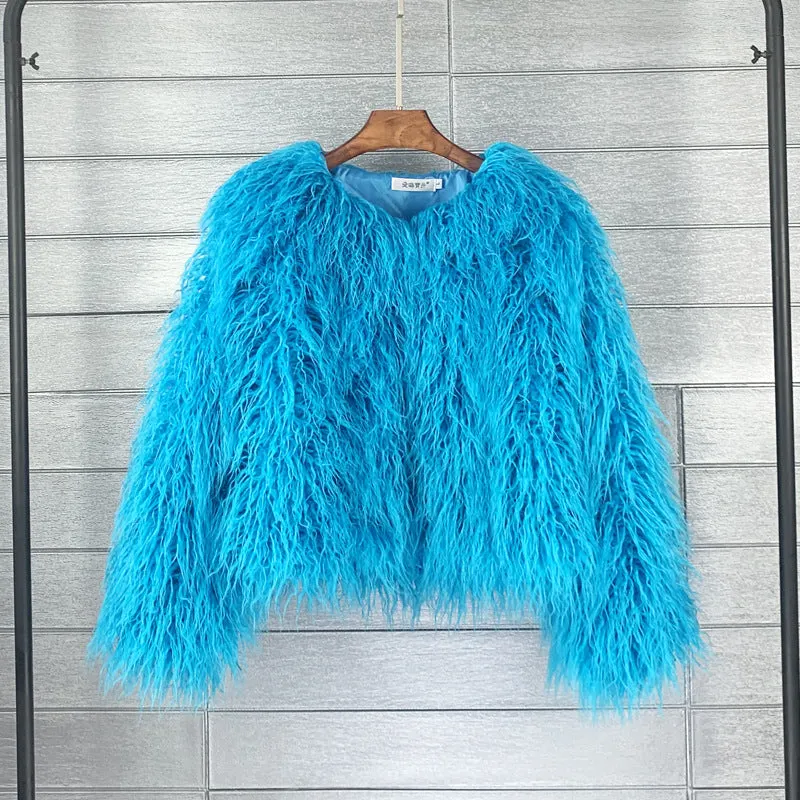 Brownm Fur Faux Korean Style Solid Color Tan Coats