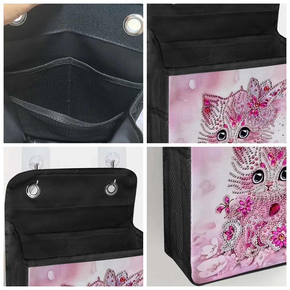 DIY Pink Cat Diamond Painting Storage Bag Diamond Art Sundries Holder Bag