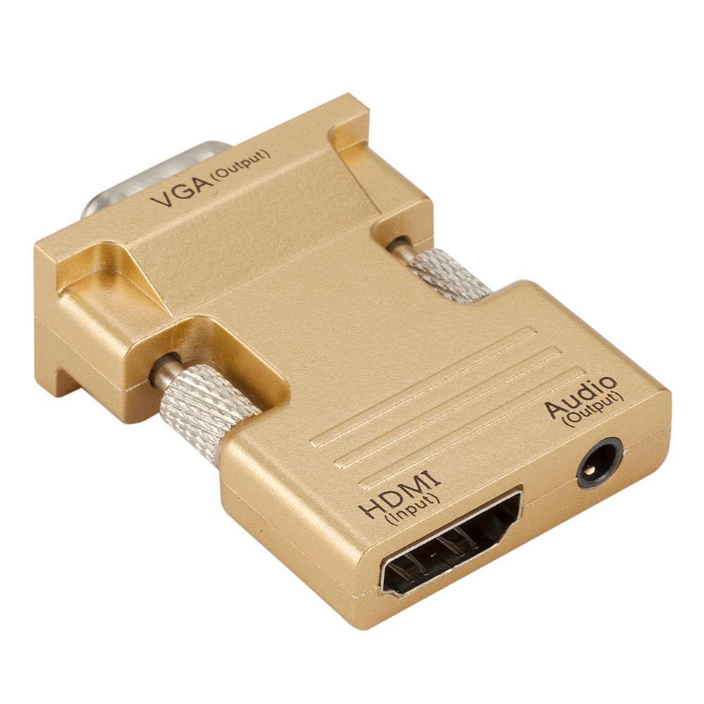 

HDMI-compatible Female to VGA Male Adapter w/Audio Cable Support 1080P Output (Gold), 501 Original