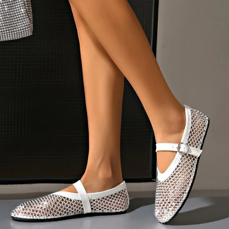 Yyvonne Fishing Grid Hollow Mary Jane Single Shoes Women Go Out In The Summer Of 2025 New Sandals