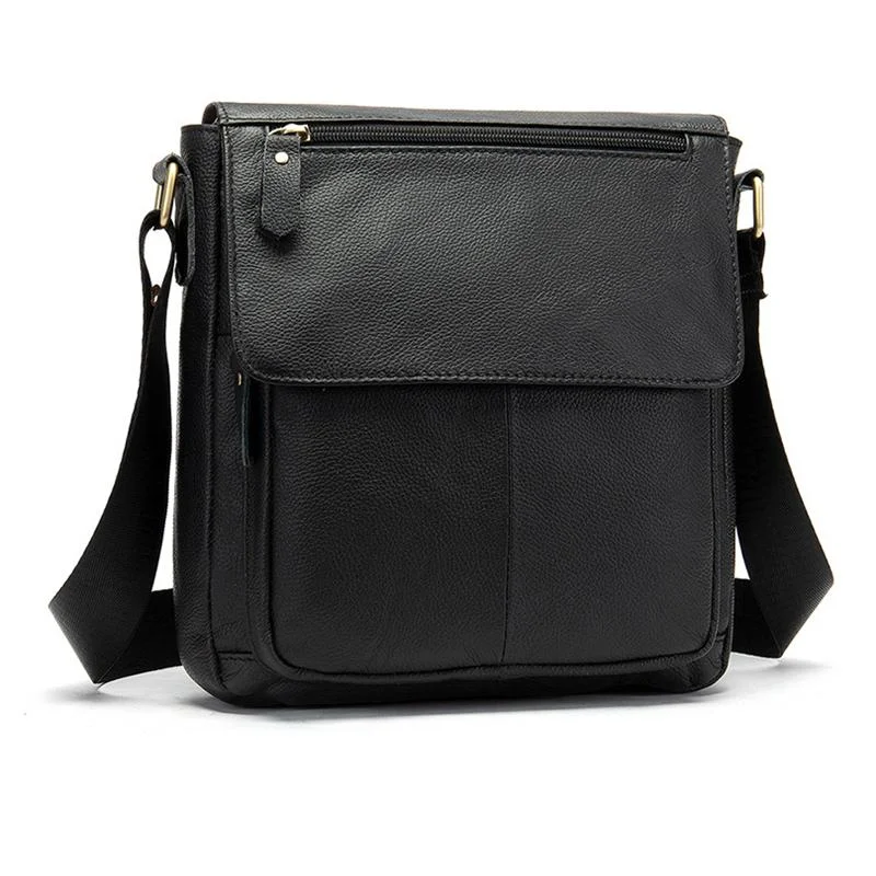 Men's Casual Vintage Style Leather Solid Color Crossbody Bag Shoulder Bag