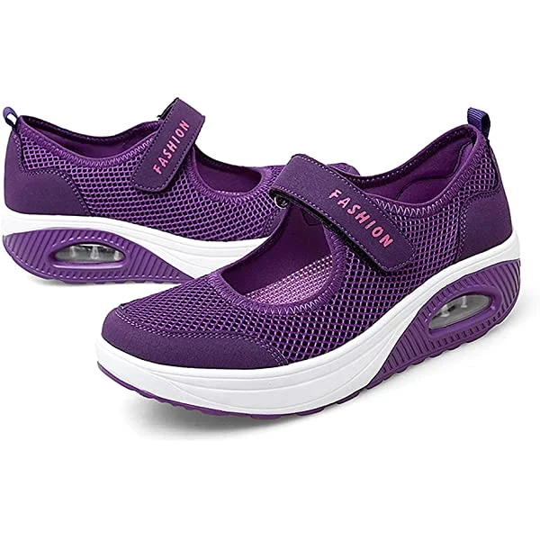 VARSKARC Women's Casual Air Cushion Platform Sneaker Mary Jane Shoes 8.5 Grey