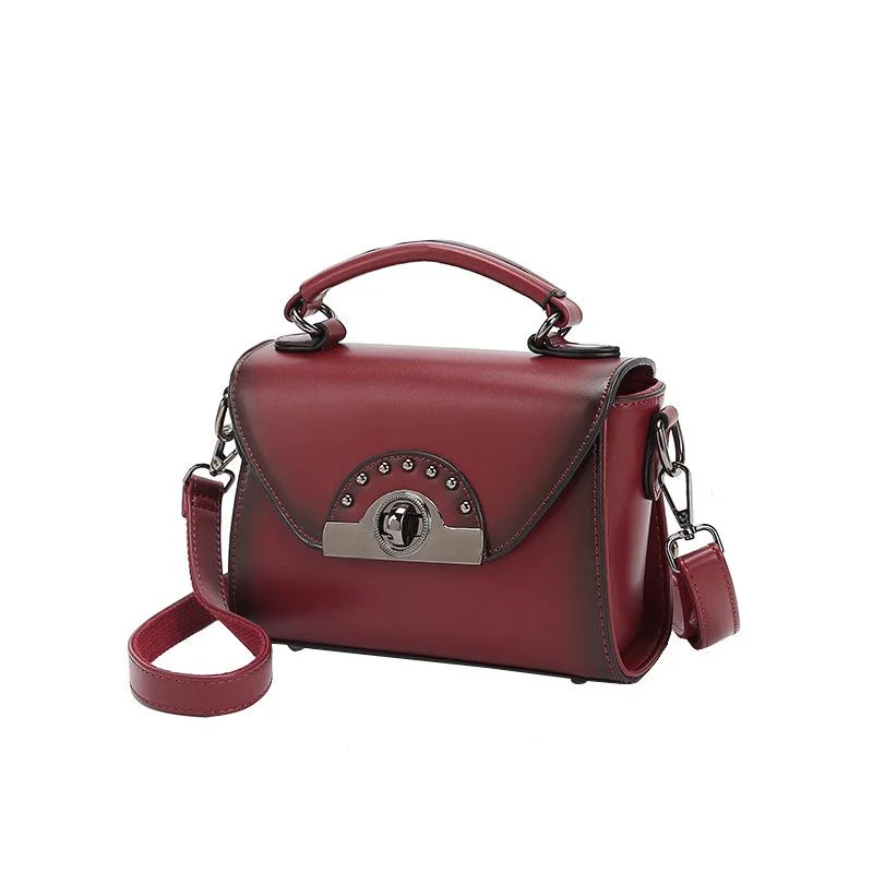 Retro oblique span oil wax cow leather one shoulder handbag