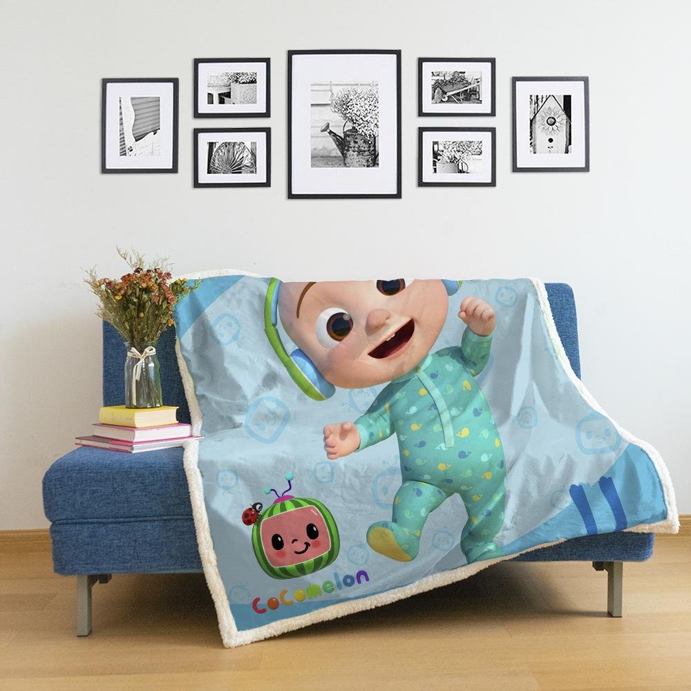Cocomelon Throw Blanket Fleece Soft for Family Sofa Couch Bed