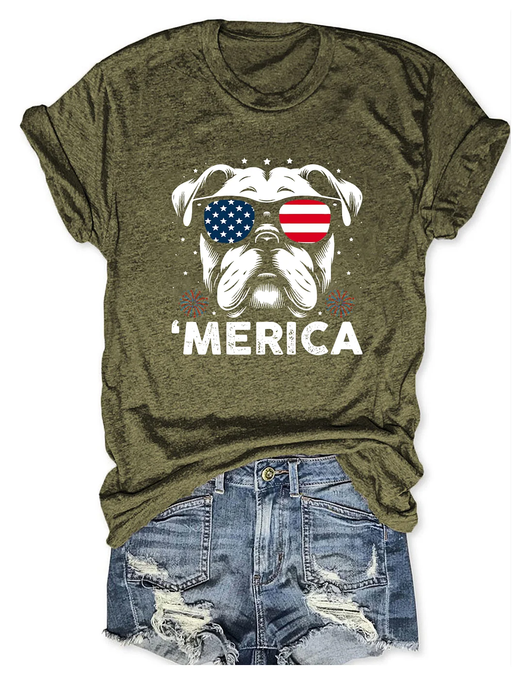 Bulldog 4th Of July T-shirt