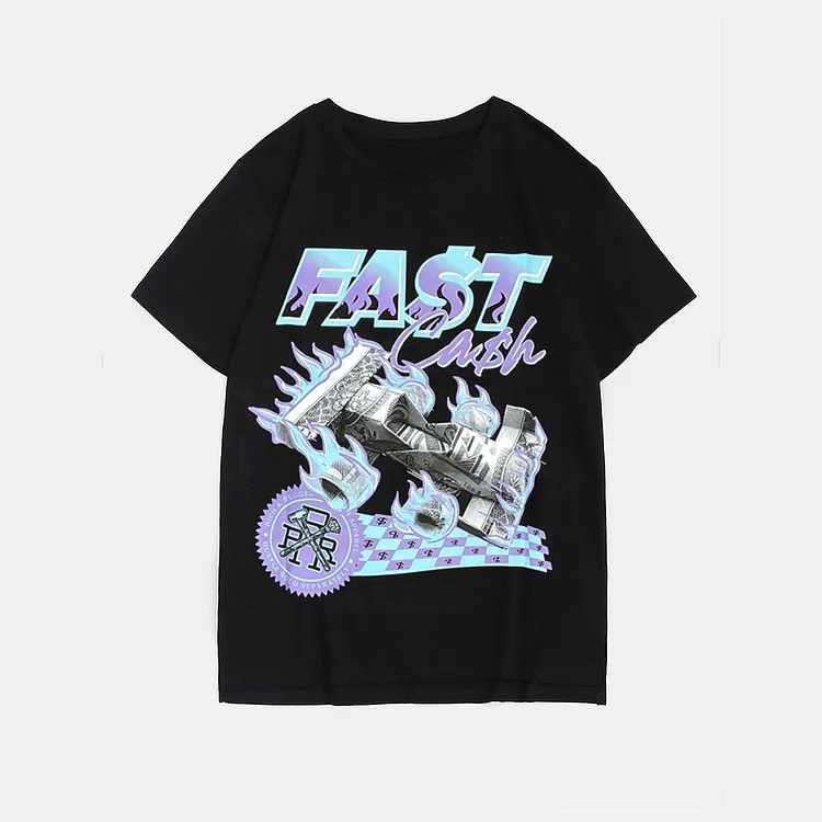 Plus Size Black Fast Cash T-Shirt