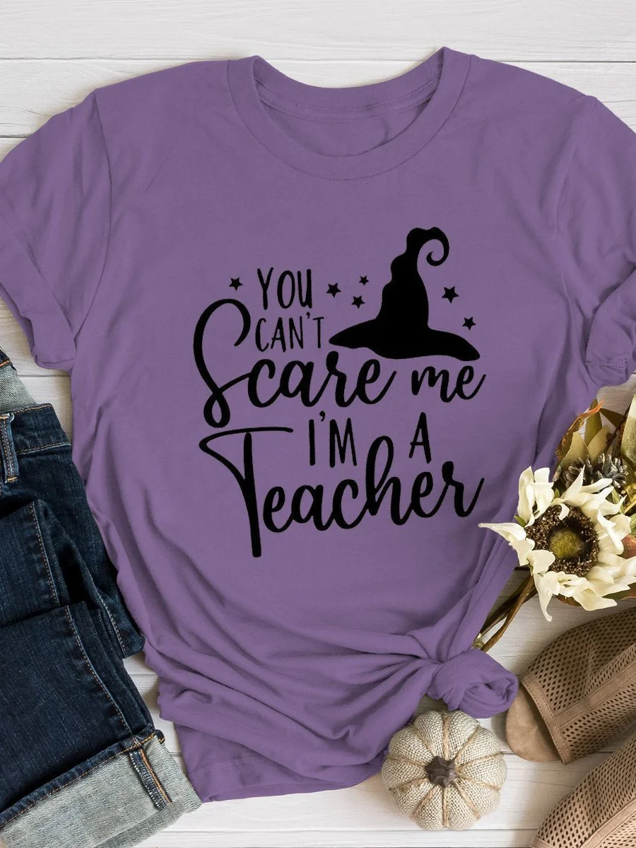 Halloween Teacher Print Short Sleeve T-shirt