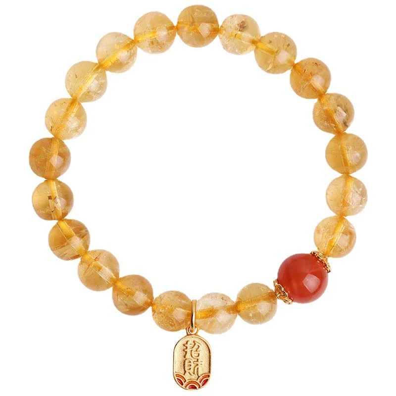 Citrine Red Agate Fortune Charm Bracelet