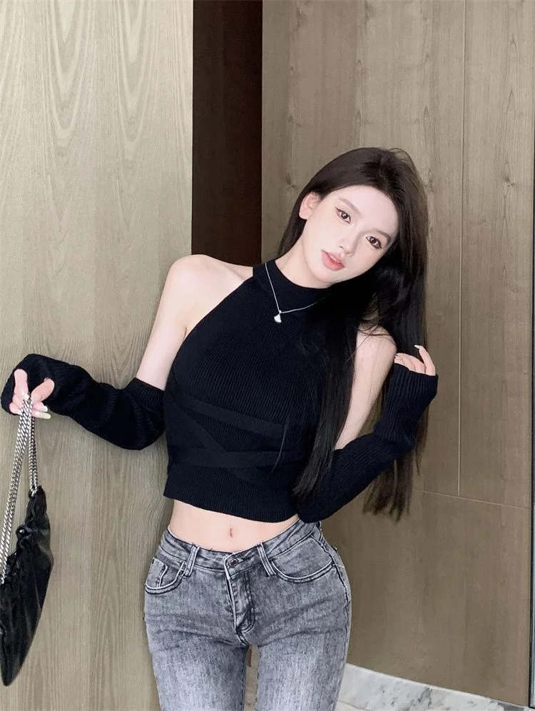 Uveng Uveng Wind Purple Vest Women Autumn New Umbilly Sleeves Sexy Hottie Repair Short Shoulder Sleeveless Top