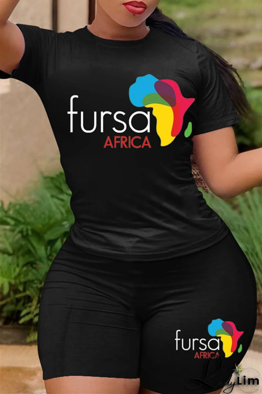 White Fashion Casual Print Basic O Neck Short Sleeve Two Pieces