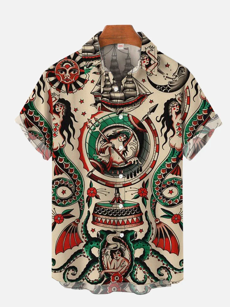 BrosWear Men's Vintage Print Shirt