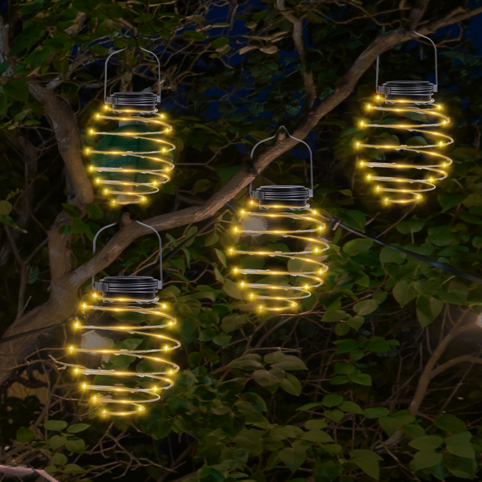 

4 Pack Solar Spiral LED Lanterns Patio, 501 Original