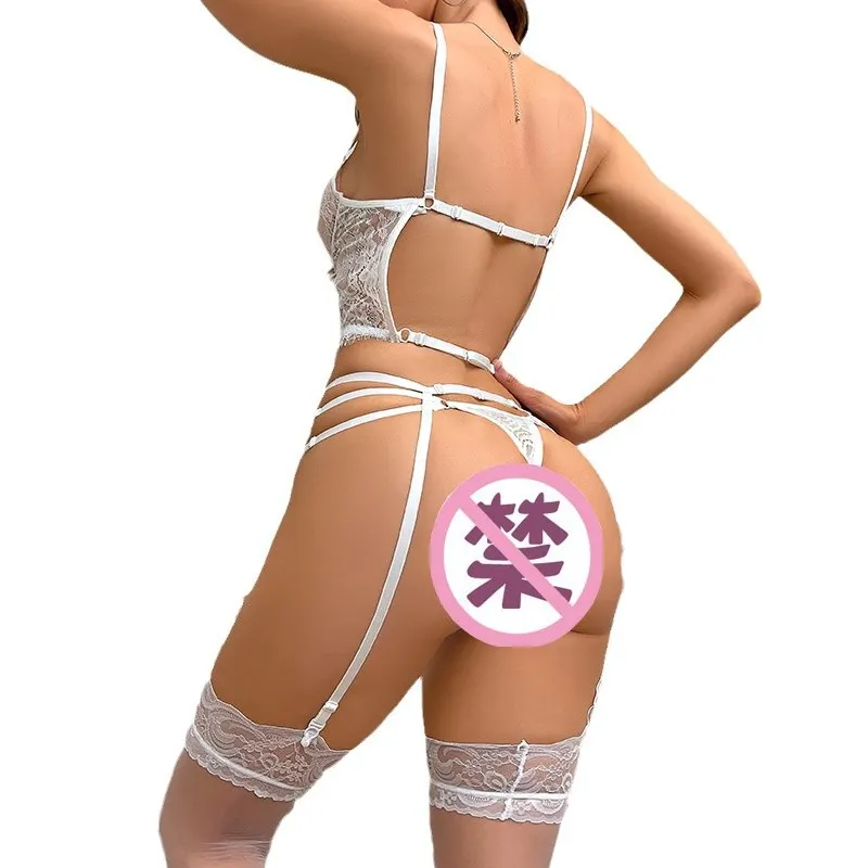 Churchf Fun Lingerie Women New Sexy Lace Eyelash Perspective Three Sex Suit