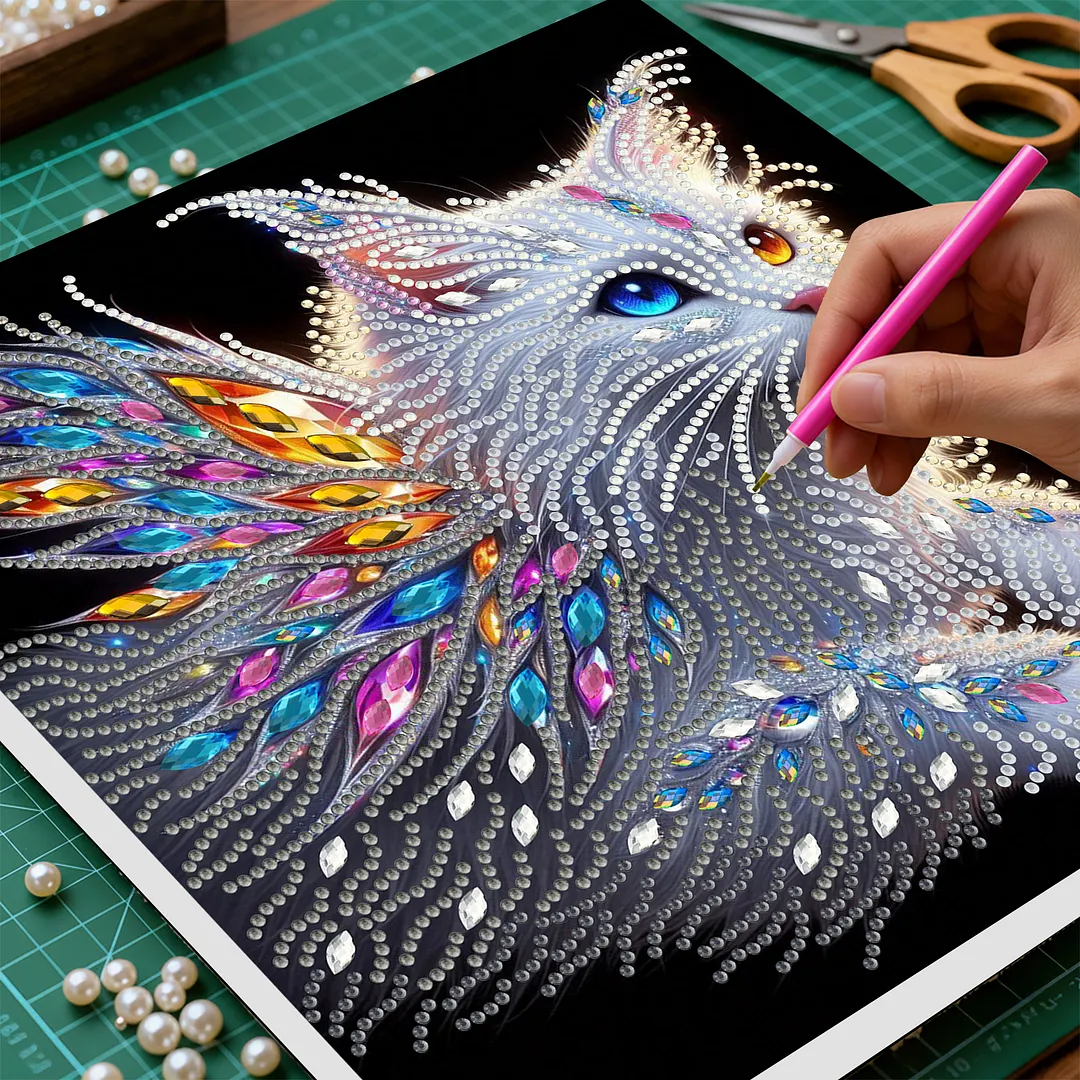 DIY Special Shape Drill Pearl Gem Diamond Art Painting Kit with Frame 9.84x9.84in Art Craft Pearl Diamond Painting for Adults Beginners Home Decor (BK49)