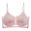 Summer Ultra-Thin Beautiful Back Spaghetti Strap Ice Silk Seamless Underwear Gathered Breathable Women's Suspender Bra