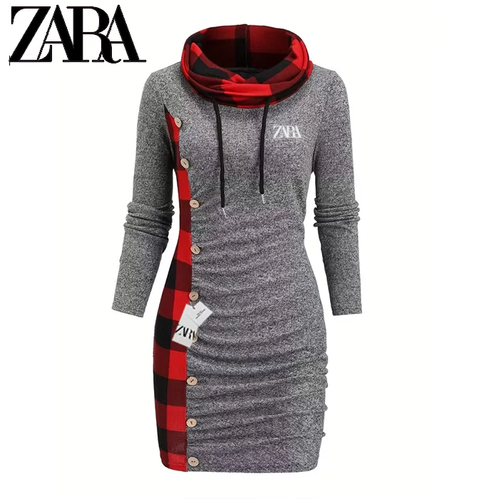 Nowość na rok 2025 – Bluza z długim rękawem w geometryczne paski z dzianiny ze stylowymi guzikami