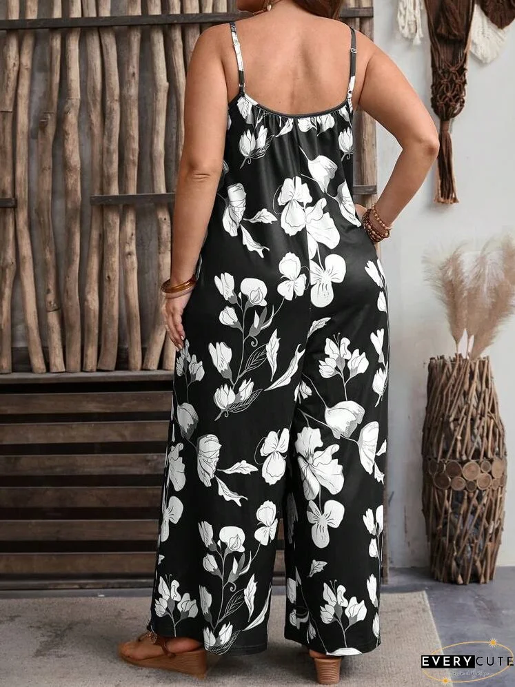 Plus Floral Print Cami Wide Leg Jumpsuit