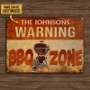 Personalized Names：Grilling Warning BBQ Zone - Vintage Metal Tin Signs/Wooden Signs