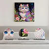 (25x25cm)DIY Pearl Painting Cat Framed Handmade Pearl Material Art Kit Living Room Decor