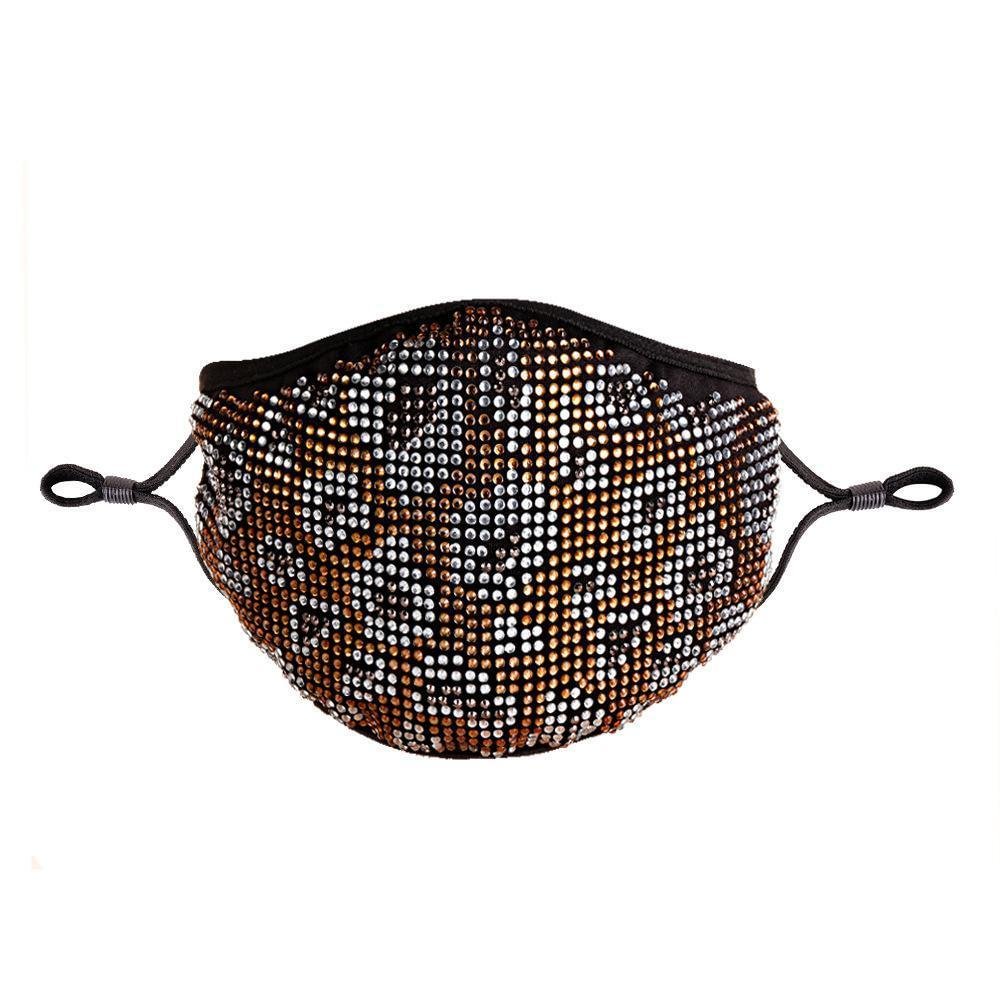 Black washable faux jewerly decorated mask