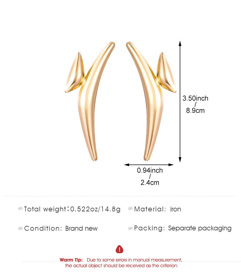 Exaggerated Geometric Triangle Gold-Plated Earrings