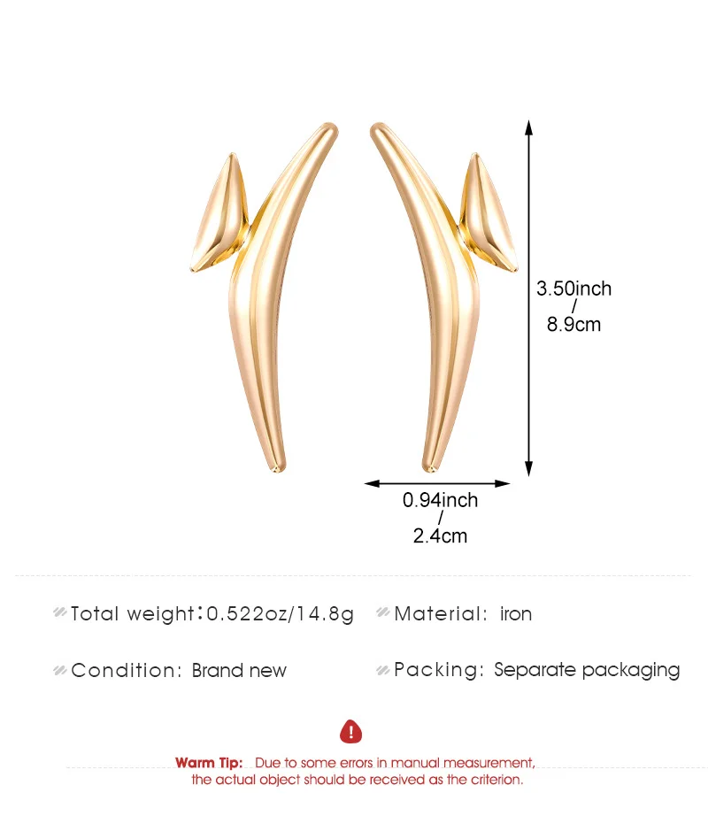 Exaggerated Geometric Triangle Gold-Plated Earrings