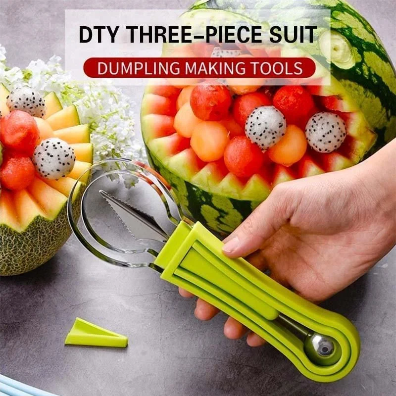 Stainless Steel 4 In 1 Melon Scoop Fruit Carving Tool Set