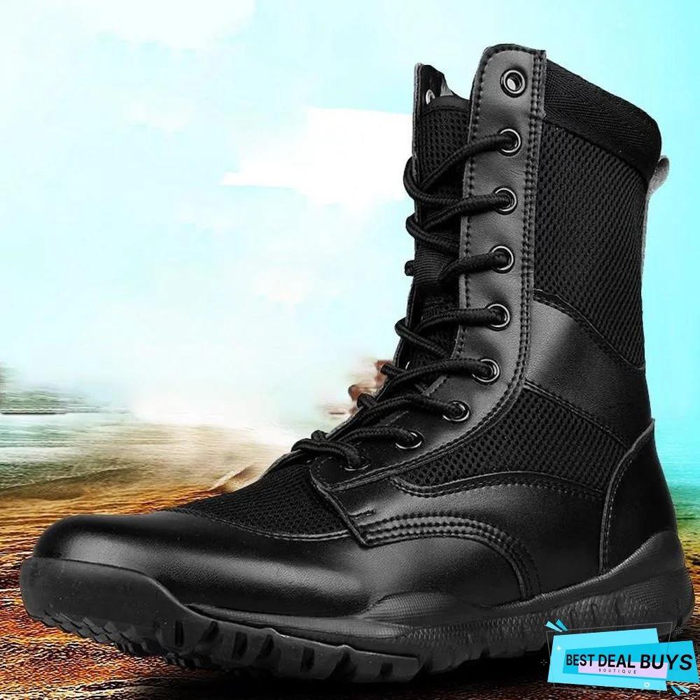 Fashion Men Military Boots Waterproof Breathable Leather Tactical Boots