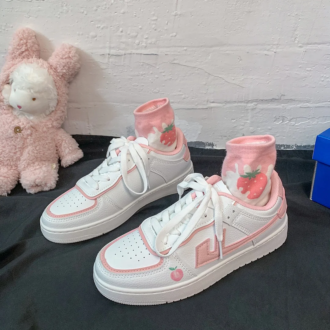 Sweet Cute Peach Kawaii Pastel Sneakers SP16331