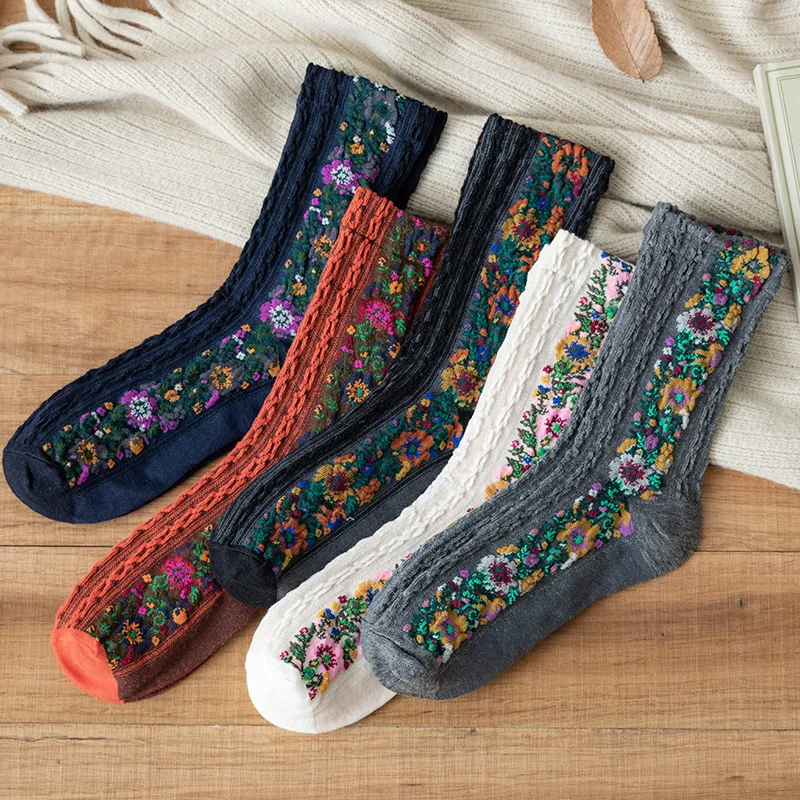 Set of 5 vintage flower socks
