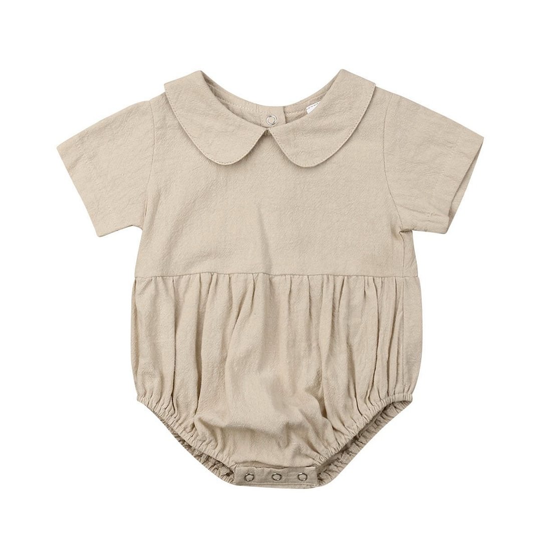 2019 Baby Summer Clothing Cute Infant Baby Girls Boys Solid Bodysuits Peter Pan Collar Jumpsuits Outfits Clothes Casual Playsuit