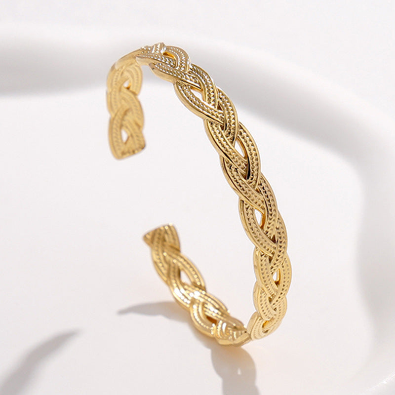 2 Pieces Expressive Stripe Stainless Steel Electroplating Bangles