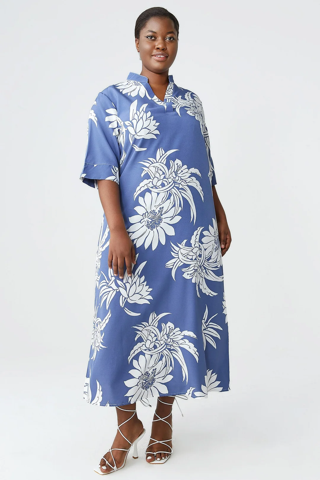Floral-print Notch Dress P11998