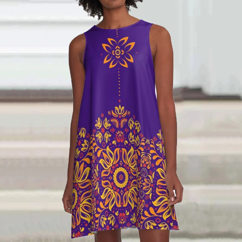 Loose Tribal Print Mini Dress